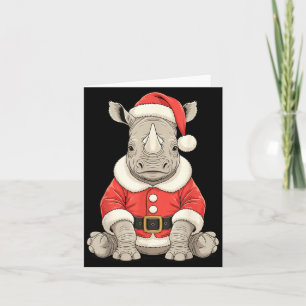 Cute Christmas Rhino Santa Safari Animal  Card