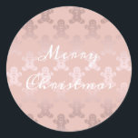 Cute Christmas Rose Gold Gingerbread Man Pattern Classic Round Sticker<br><div class="desc">Christmas Gingerbread Man Pattern in faux rose gold</div>