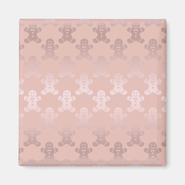 Cute Christmas Rose Gold Gingerbread Man Pattern Magnet (Front)