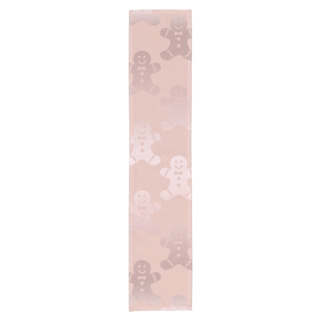 Cute Christmas Rose Gold Gingerbread Man Pattern Short Table Runner (Front)