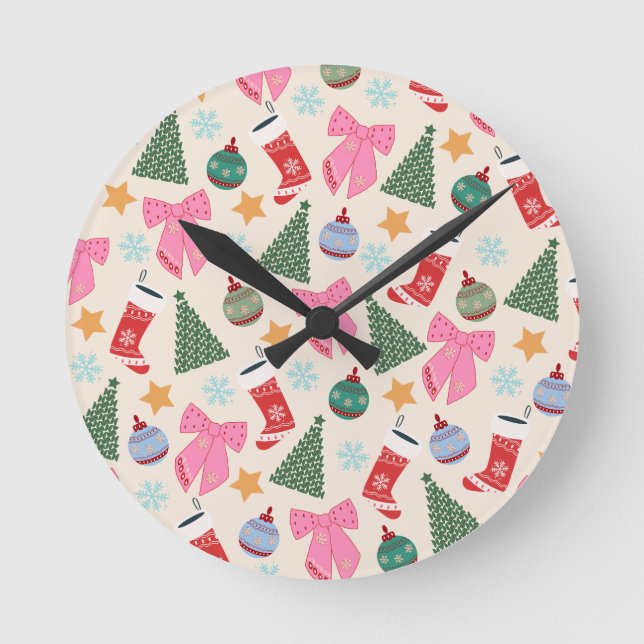Cute Christmas Round Clock (Front)