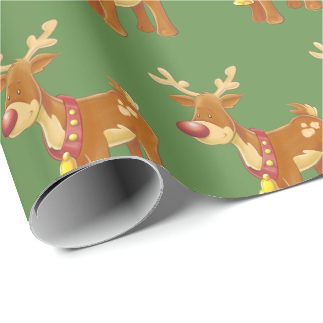 Cute Christmas Rudolph Pattern Wrapping Paper (Roll Corner)