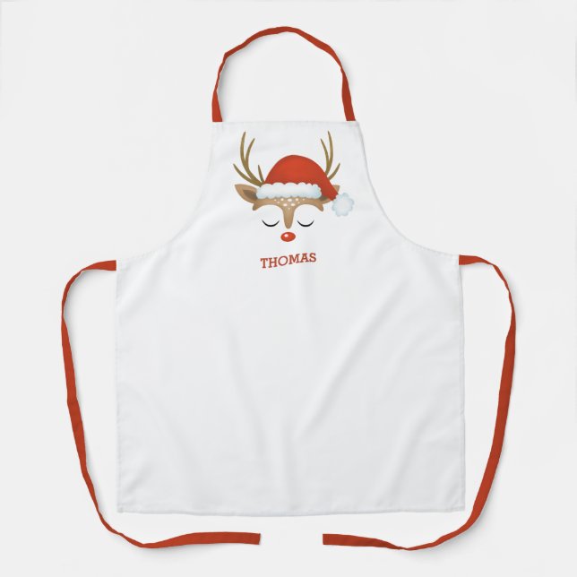 Cute Christmas Rudolph Reindeer  Apron (Front)