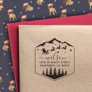 Cute Christmas Sant Claus Return  Rubber Stamp