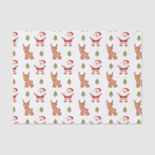 Cute Christmas Santa and Reindeer Festive Tissue Paper