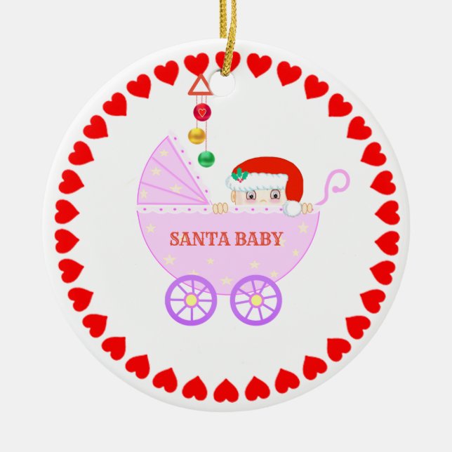 Cute Christmas Santa Baby Ceramic Tree Decoration (Front)
