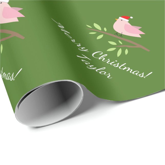 Cute Christmas Santa bird custom wrapping paper (Roll Corner)