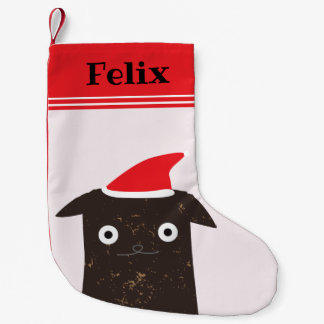 Cute Christmas Santa Cat Cartoon - Personalised Small Christmas Stocking