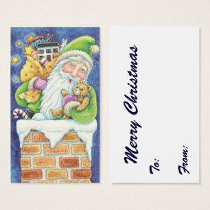 Cute Christmas, Santa Claus in Chimney with Toys