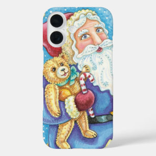 Cute Christmas, Santa Claus on Snowball with Toys iPhone 16 Case