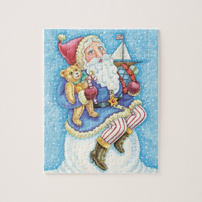 Cute Christmas, Santa Claus on Snowball with Toys Jigsaw Puzzle (Vertical)