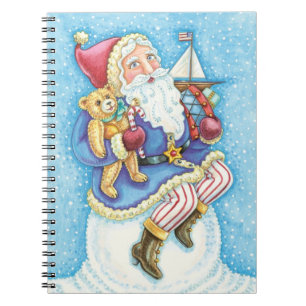 Cute Christmas, Santa Claus on Snowball with Toys Notebook