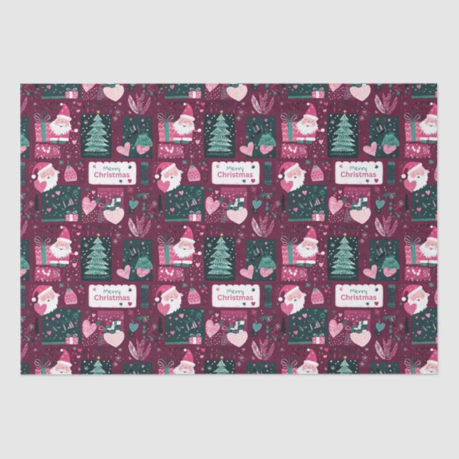 Cute Christmas Santa Claus pattern Tissue Paper (Front)