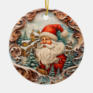 Cute Christmas Santa Claus Personalised  Ceramic Tree Decoration