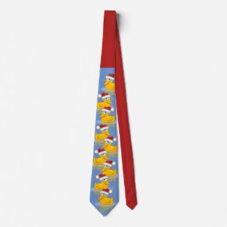 Cute Christmas Santa Claus Rubber Ducks Red Blue Tie
