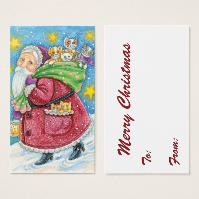 Cute Christmas, Santa Claus with Kittens and Cats! (Front & Back)