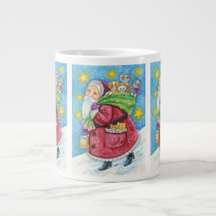 Cute Christmas, Santa Claus with Kittens and Cats! Large Coffee Mug
