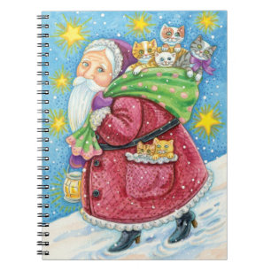 Cute Christmas, Santa Claus with Kittens and Cats! Notebook