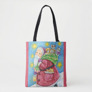 Cute Christmas, Santa Claus with Kittens and Cats! Tote Bag
