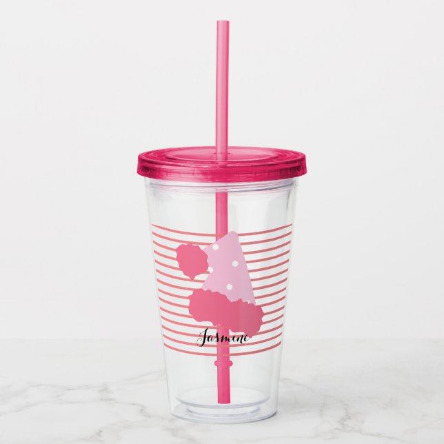 Cute Christmas Santa Dot Hat Custom Monogram Acrylic Tumbler (Front)