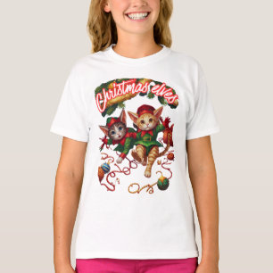 Cute Christmas Santa Elf Cats–Perfect Holiday Gift T-Shirt