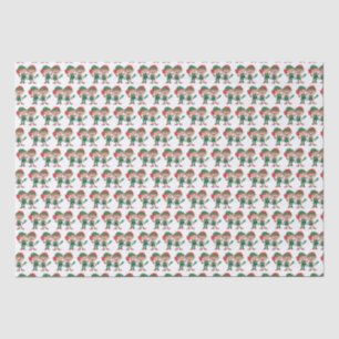 Cute Christmas Santa Elves Playing Pickleball Tissue Paper
