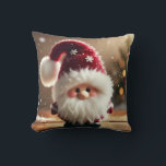 Cute Christmas Santa Gnome Cushion<br><div class="desc">Bring festive cheer to your holidays with this adorable Christmas Santa gnome design. With a fluffy white beard, rosy cheeks, and a cosy red hat decorated with snowflakes, this cute gnome captures the true magic of Christmas. The snowy background and warm holiday lights make it a perfect seasonal artwork that...</div>
