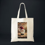 Cute Christmas Santa Gnome Tote Bag<br><div class="desc">Bring festive cheer to your holidays with this adorable Christmas Santa gnome design. With a fluffy white beard, rosy cheeks, and a cosy red hat decorated with snowflakes, this cute gnome captures the true magic of Christmas. The snowy background and warm holiday lights make it a perfect seasonal artwork that...</div>