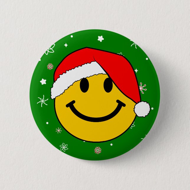 Cute Christmas Santa Happy Face 6 Cm Round Badge (Front)