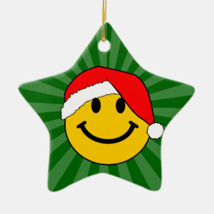 Cute Christmas Santa Happy Face Ceramic Tree Decoration
