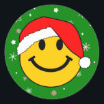 Cute Christmas Santa Happy Face Classic Round Sticker<br><div class="desc">santa santa christmas xmas santa christmas,  xmas face",  festive,  "christmas gift",  "christmas present",  "xmas gift",  "xmas present face",  "happy face",  "santa claus",  holiday,  "ho ho ho",  "saint nick",  "saint nicholas",  "christmas party",  "xmas party",  "merry christmas",  "merry xmas"</div>