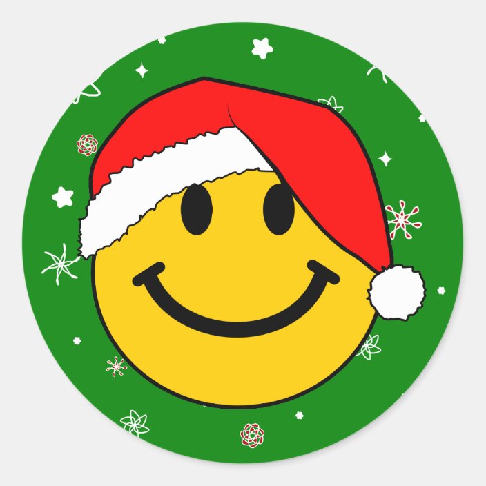 Cute Christmas Santa Happy Face Classic Round Sticker | Zazzle.co.uk