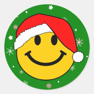 Cute Christmas Santa Happy Face Classic Round Sticker