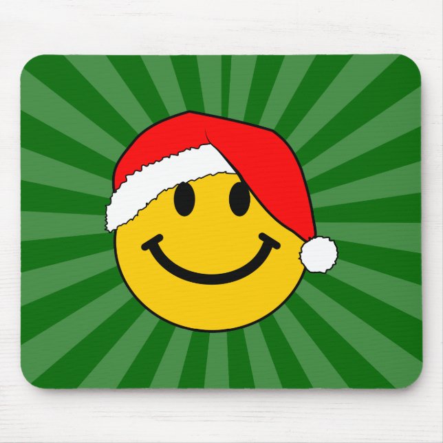 Cute Christmas Santa Happy Face Mouse Mat (Front)