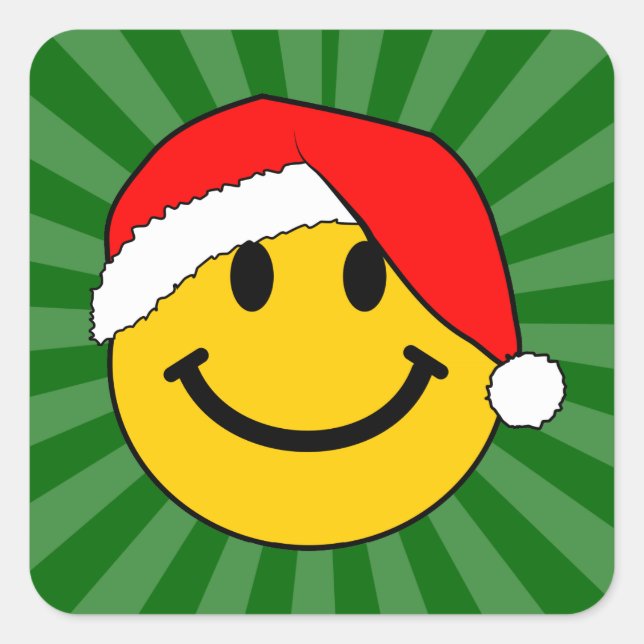 Cute Christmas Santa Happy Face Square Sticker (Front)