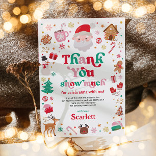 Cute Christmas Santa Kids Birthday Thank You Card