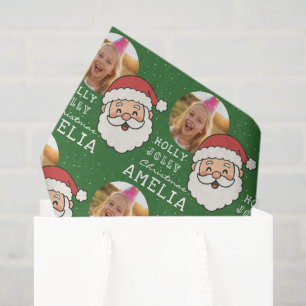 Cute Christmas Santa Personalised Photo Tissue Paper