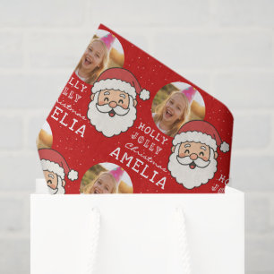 Cute Christmas Santa Personalised Photo Tissue Paper