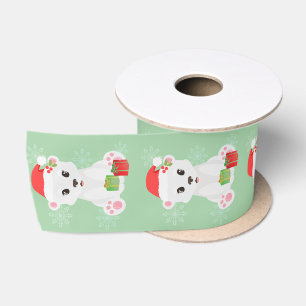 Cute Christmas Santa Polar Bear Satin Ribbon