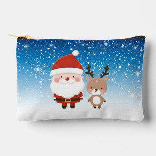 Cute Christmas Santa & Reindeer Accessory Pouch
