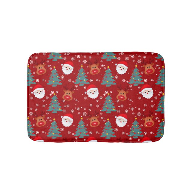 Cute Christmas Santa Reindeer | Christmas Holidays Bath Mat (Front)