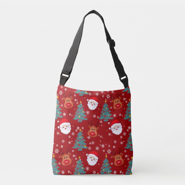 Cute Christmas Santa Reindeer | Christmas Holidays Crossbody Bag (Front)