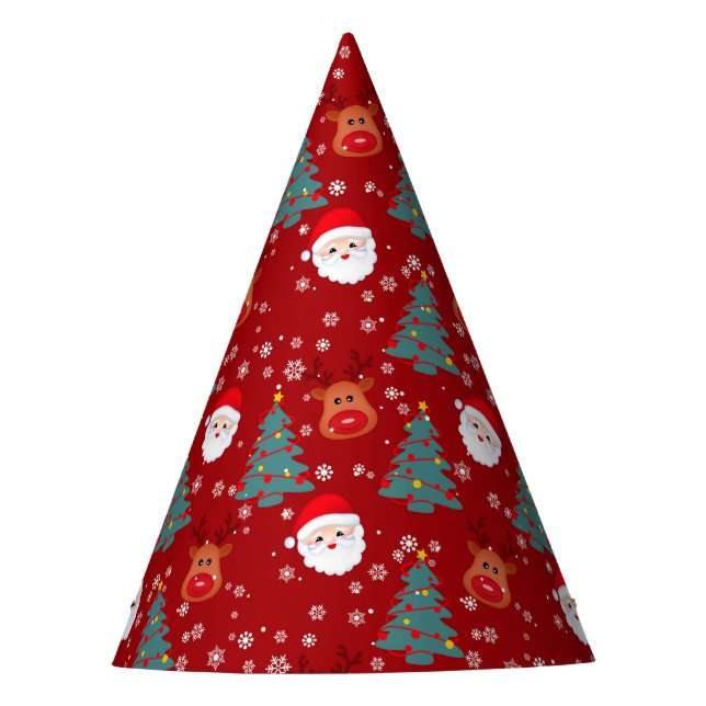 Cute Christmas Santa Reindeer | Christmas Holidays Party Hat (Front)