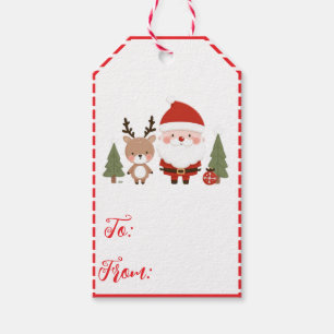 Cute Christmas Santa & Reindeer Gift Tags