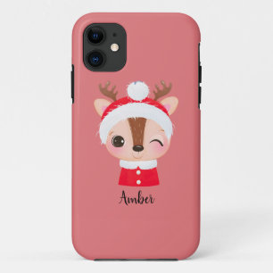 Cute Christmas Santa Reindeer Head iPhone 11 Case