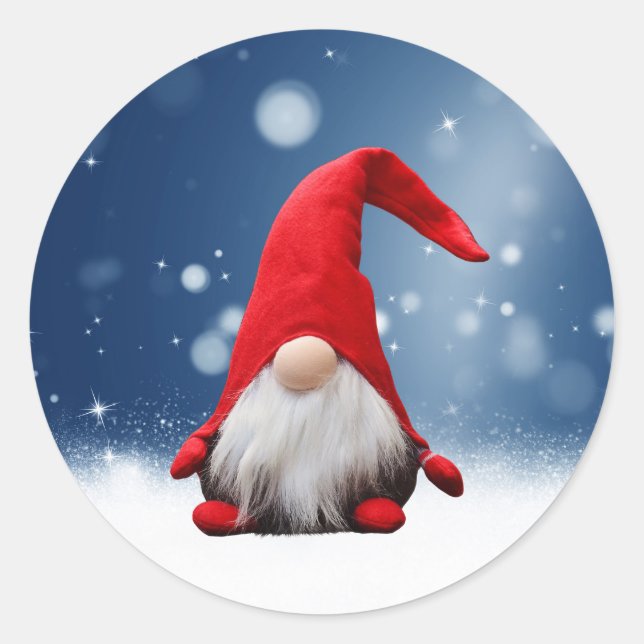 Cute Christmas Santa Snow Stars Classic Round Sticker (Front)