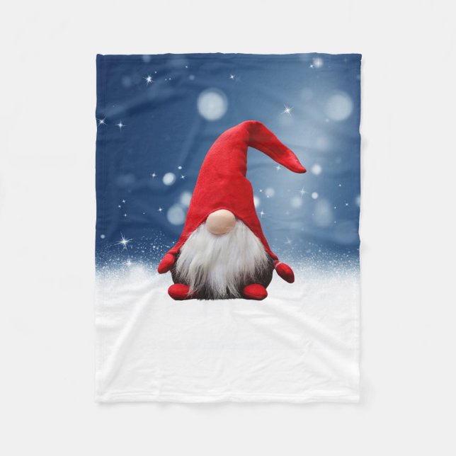 Cute Christmas Santa Snow Stars Fleece Blanket (Front)