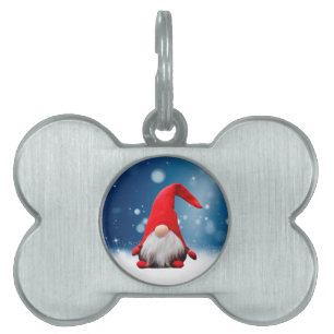 Cute Christmas Santa Snow Stars Pet ID Tag