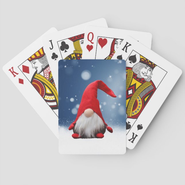 Cute Christmas Santa Snow Stars Playing Cards (Back)