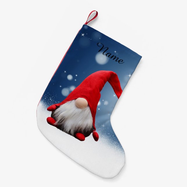 Cute Christmas Santa Snow Stars Small Christmas Stocking (Front (Hanging))